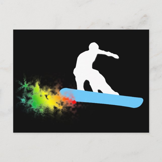 Carte Postale snowboard. piste en poudre. (Devant)