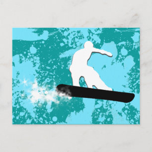 Carte Postale snowboard. piste en poudre.