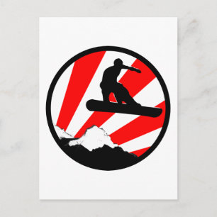 Carte Postale snowboard : raies rouges