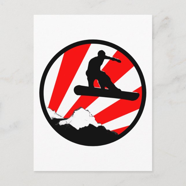 Carte Postale snowboard : raies rouges (Devant)
