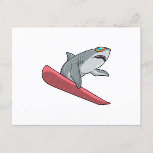 Carte Postale Snowboard requin