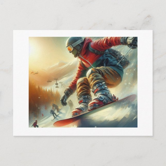 Carte Postale Snowboarder, (Devant)