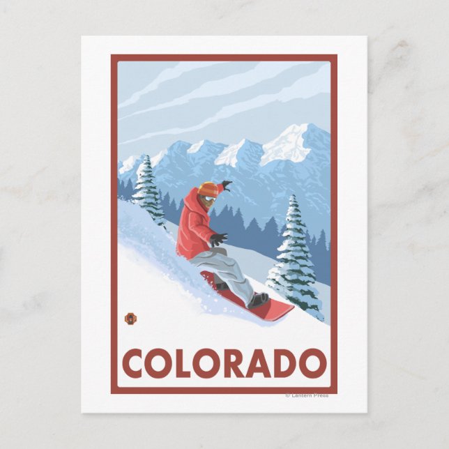 Carte Postale Snowboarder Scène Colorado (Devant)