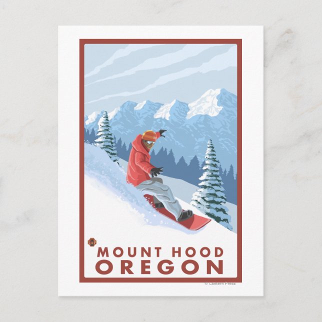 Carte Postale Snowboarder Scene - Mont Hood, Oregon (Devant)
