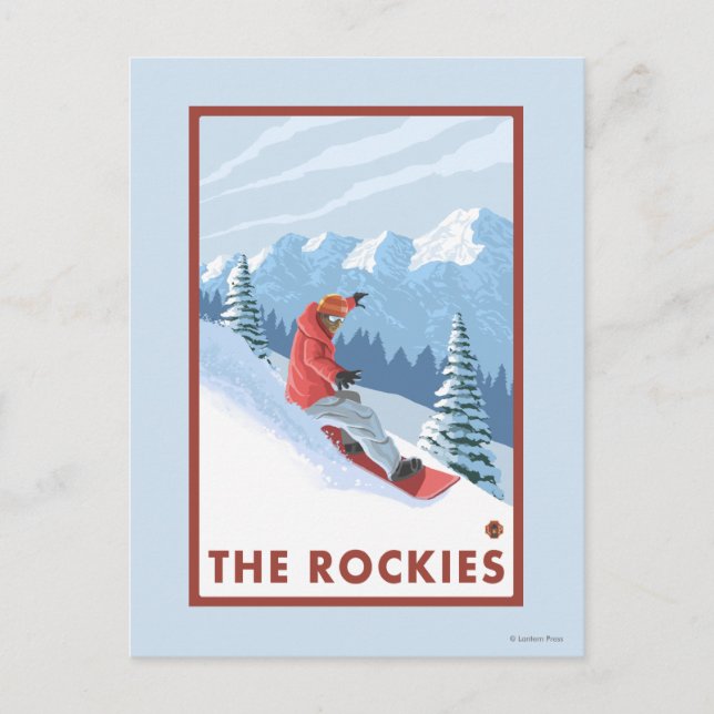 Carte Postale Snowboarder Scene - The Rockies (Devant)