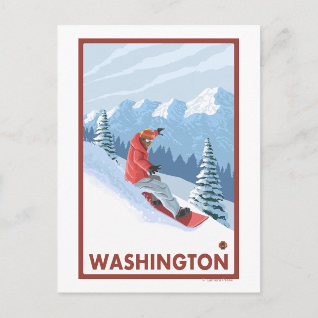 Carte Postale Snowboarder Scene - Washington (Devant)