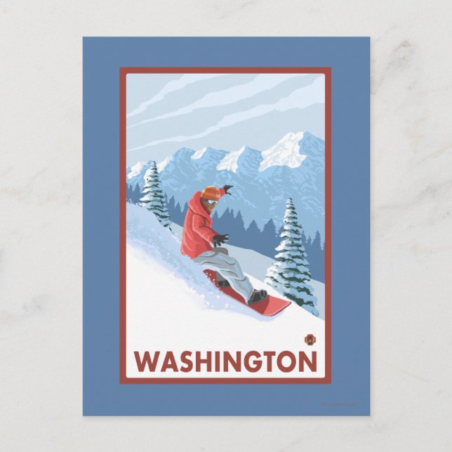 Carte Postale Snowboarder Scene - Washington (Devant)