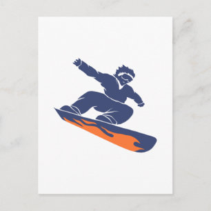 Carte Postale Snowboarder silhouette - Choisir la couleur arrièr