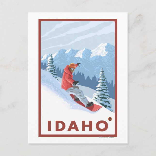 Carte Postale Snowboardeur ScèneIdahoVintage Affiche de voyage (Devant)