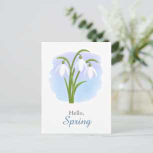 Carte Postale Snowdrops - Fleurs de printemps Aquarelle bleu Cit