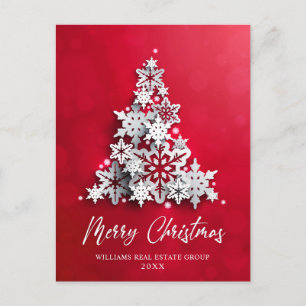 Carte Postale Snowflakes 3D Christmas Tree Salutation d'entrepri