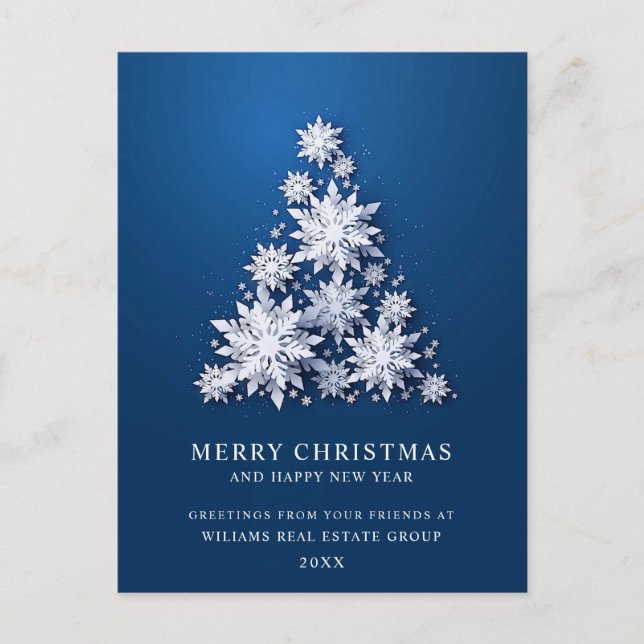 Carte Postale Snowflakes Christmas Tree Salutation d'entreprise (Devant)