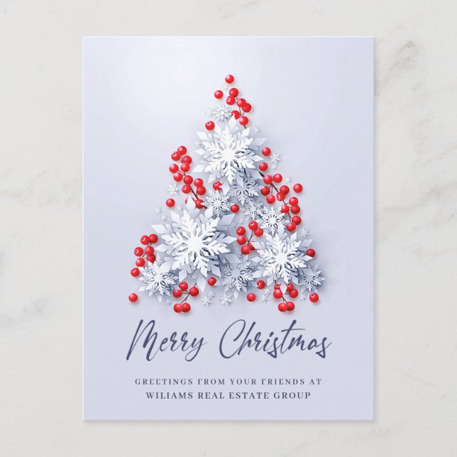 Carte Postale Snowflakes Christmas Tree Salutation d'entreprise (Devant)