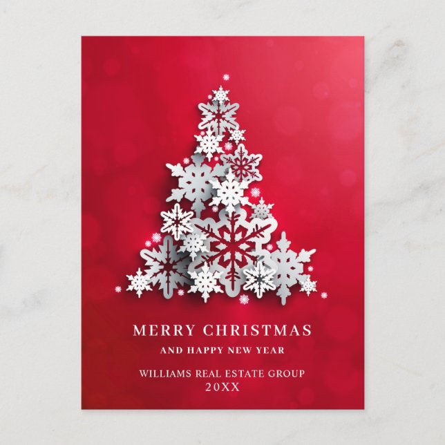 Carte Postale Snowflakes Christmas Tree Salutation d'entreprise (Devant)