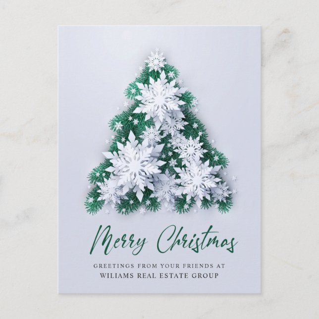Carte Postale Snowflakes Christmas Tree Salutation d'entreprise (Devant)