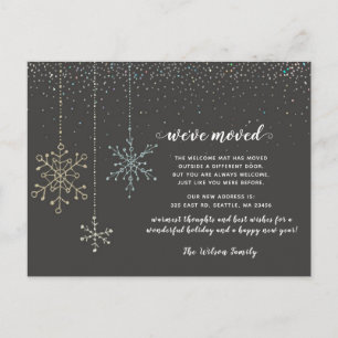Carte Postale Snowflakes Flurries Holiday Moving Faire-part