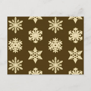 Carte Postale Snowflakes Ikat - Beige et Chocolat Brown