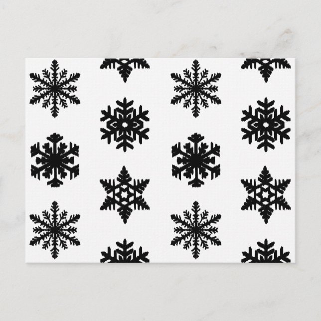 Carte Postale Snowflakes Ikat - Blanc et noir (Devant)