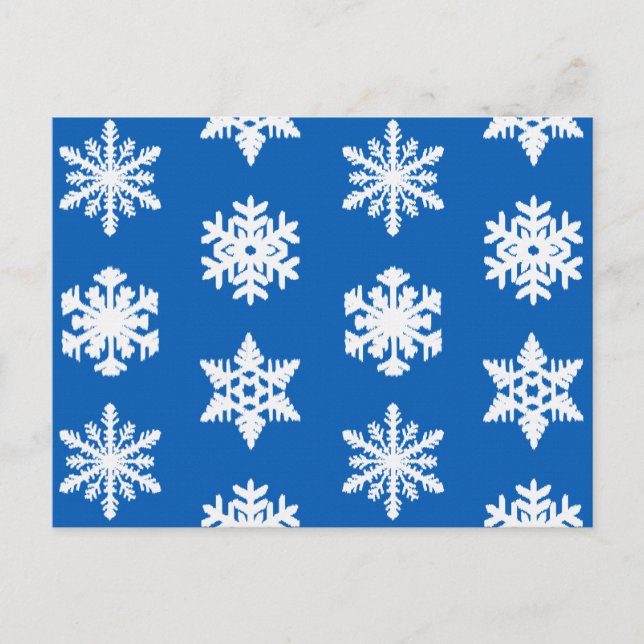 Carte Postale Snowflakes Ikat - Cobalt bleu et blanc (Devant)