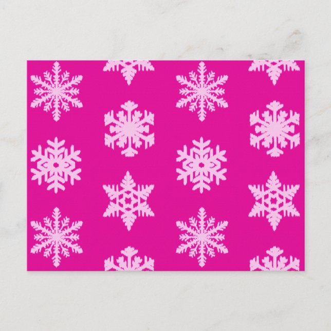 Carte Postale Snowflakes Ikat - Fuchsia et rose glace (Devant)