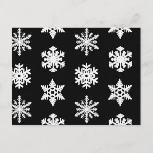 Carte Postale Snowflakes Ikat - Noir et blanc