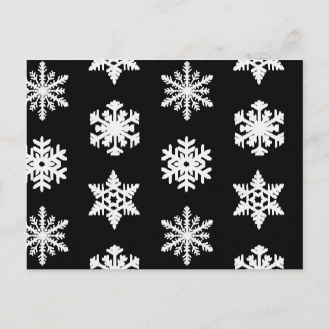Carte Postale Snowflakes Ikat - Noir et blanc (Devant)