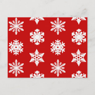 Carte Postale Snowflakes Ikat - Rouge foncé et blanc