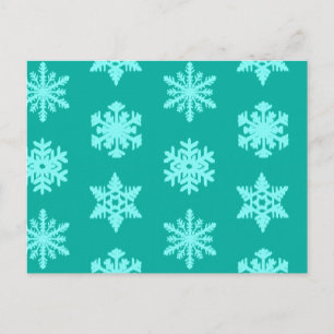 Carte Postale Snowflakes Ikat - Turquoise et aqua