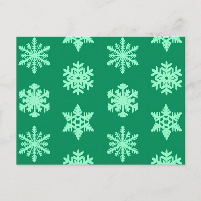 Carte Postale Snowflakes Ikat - Vert pin et menthe (Devant)
