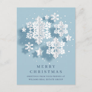 Carte Postale Snowflakes moderne Noël Accueil d'entreprise