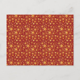 Carte Postale Snowflakes or sur le motif rouge Noël