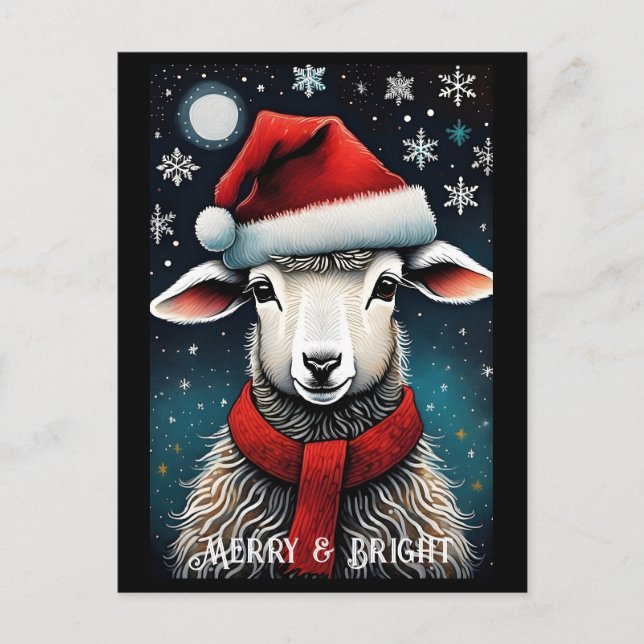 Carte Postale Snowflakes Père Noël Cute Baby Sheep Noël (Devant)