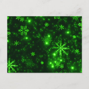 Carte Postale Snowflakes with Green Background