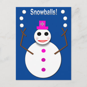 Carte Postale Snowlady de Noël Jongler boules de neige amusant