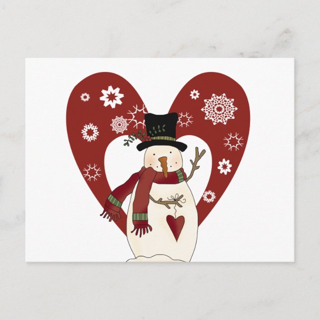 Carte Postale Snowman aime les T-shirts et cadeaux de neige (Devant)