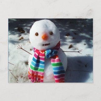 Carte Postale Snowman avec arc-en-ciel rayé