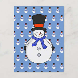 Carte Postale Snowman avec chapeau supérieur