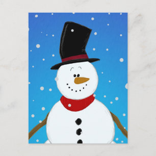 Carte Postale Snowman - Bleu