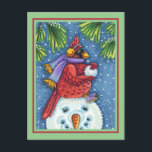 CARTE POSTALE SNOWMAN BODYGUARD, CHRISTMAS CARDINAL REDBIRD<br><div class="desc">ARMÉE DE BALLES À NEIGE. CARTE POSTALE CARDINALE HUMOREUSE *Personnaliser ... Recherche d'éléments correspondants Susan Brack Designs</div>