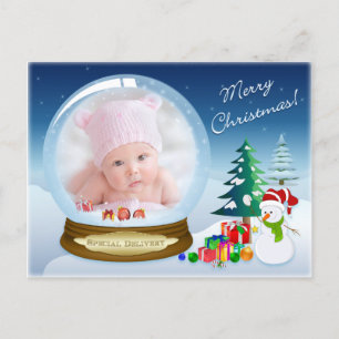 Carte postale Snowman Christmas PHOTO Snow Globe
