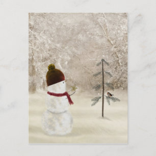 Carte Postale Snowman de Noël avec Gold Star