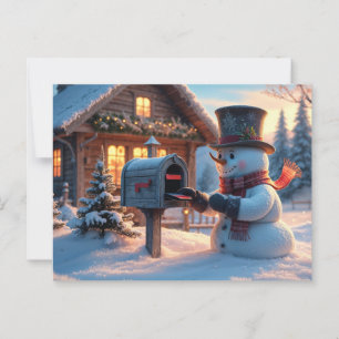 Carte Postale Snowman de Noël et boîte aux lettres