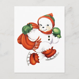 Carte Postale Snowman de patinage rétrograde