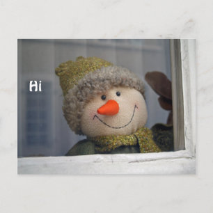 Carte Postale snowman dit "salut"