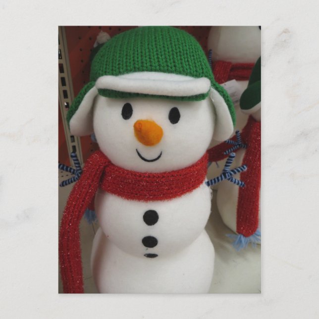 Carte Postale Snowman En Casquette Vert (Devant)
