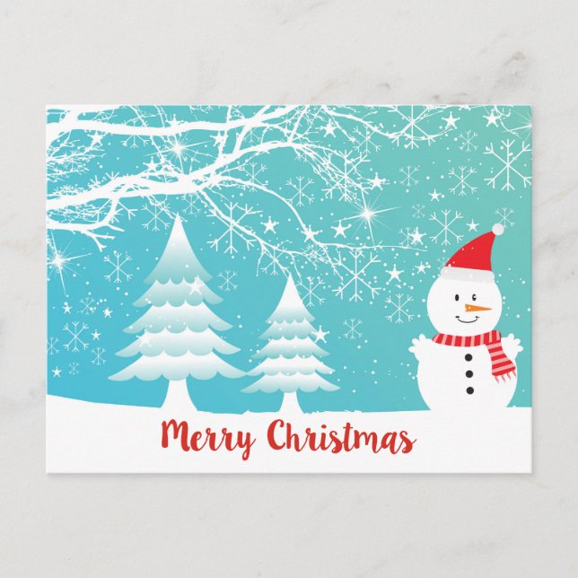 Carte Postale Snowman Et Snowflakes Abstraits (Devant)