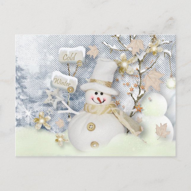 Carte Postale Snowman hiver froid (Devant)