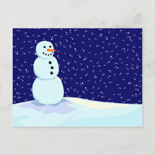 Carte Postale Snowman la nuit