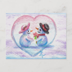 Carte Postale Snowman Love aceo