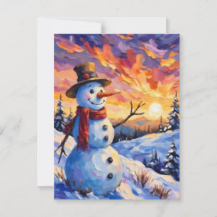 Carte Postale Snowman pour Noël